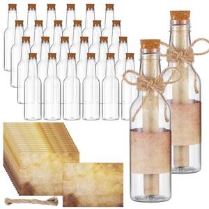 lot 1909 image: Baderke 24 Pcs 5.6 oz Message Bottles with Letter Printer Paper Plastic Bottles & Corks Twines for Message Invitations Birthday Wedding Baby Shower DIY Crafts Gift Party Favors (Vintage)