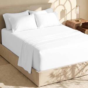 lot 1923 image: Hearth & Harbor Extra Deep Pocket Queen Sheets Sets - Fits Mattress 18-24 Inches Deep - Extra Deep Pocket Sheets - 6 Piece Queen Size - White