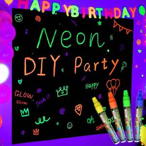 lot 1929 image: Mega-L Glow in the Dark Party Supplies, Neon DIY Backdrop, 5.9 x 5.2 Ft