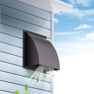 lot 1937 image: 8 Inch Wall Vent Cover, HG Power Metal Exhaust Vent Cap Outside with Removable Screen & Cushioned Non-Return Flap for Home Wall, Kitchen(Blcak)