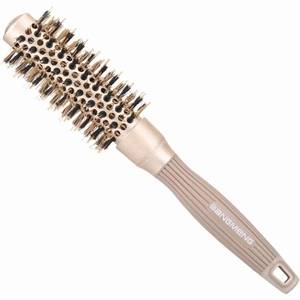 lot 2067 image: BANGMENG Round Brush with Boar Bristles, 1 inch Barrel, Nano Thermal Ceramic Ionic Tech for Straightening and Blow Drying, Gold