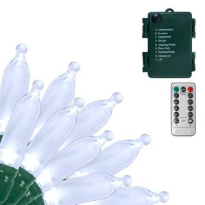 lot 2070 image: Filltown Battery Operated Christmas Lights, 33Ft 100 LED Cool White String Lights with Auto Timer & 8 Modes, Shatterproof Waterproof for Outdoor Indoor Wedding Party Home, Green Wire