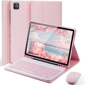 lot 2094 image: TUNKARMOR for iPad Pro 11 inch M5 M4 Case with Keyboard 20252024 Built-in Pencil Holder with Mouse - Pink