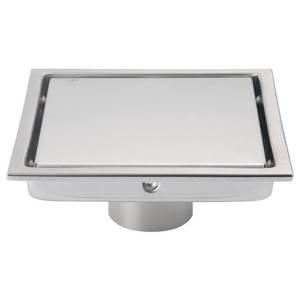 lot 2102 image: DEOKXZ 6 Inch Brushed Nickel Square Shower Floor Drain, with Removable Grille Cover Tile Insert Hidden Form, SUS304 Stainless Steel