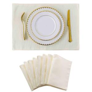 lot 2116 image: Home Brilliant Placemats Set of 8 Dining Table Placemat Washable Place Mats, 13 x 19 inches, Cream