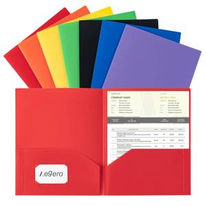 lot 2127 image: Aegero Plastic Folders with Pockets (7 Pack, Assorted Colors)