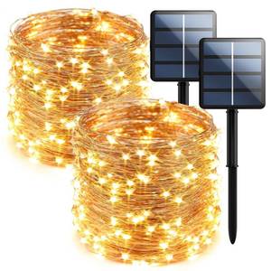 lot 2132 image: A 2-Pack 200 LED Solar Fairy Lights Outdoor,8 Modes Solar String Lights
