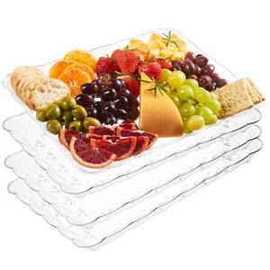 lot 2136 image: Plasticpro Plastic Serving Trays - Serving Platters Rectangle 9X13 Disposable Party Dish Includes 4 Trays
