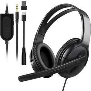 lot 2138 image: Joso Wired Headset with Mic, Gaming Headset for PS5PS4XboxSwitchPCiPadMacTablet with 3.5mm to Type C & USB-A Adapter - Office Business, Remote Work, Coach, Gaming, Chat Headphone, Dual Ear
