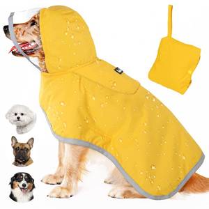 lot 2140 image: Lukovee Dog Raincoat, Waterproof Rain Jacket, Clear Hood & Reflective Rim