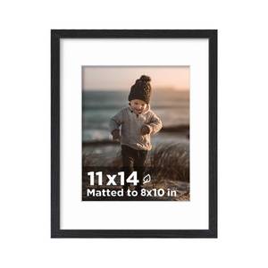 lot 2155 image: KINLINK 11x14 Picture Frame Black Wood, Wooden 14x11 Photo Frames with Plexiglass for 8x10 Picture with Mat or 11x14 Without Mat, 11 x 14 Frame for Art Collage Gallery Wall and Tabletop Display