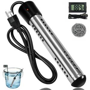 lot 2156 image: Immersion Water Heater Electric, 2000W Portable Bucket Heater with 304 Stainless Steel Guard & Digital LCD Thermometer, Fast Heating for Buckets, Bathtubs & Home Use