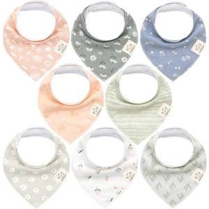 lot 2163 image: KeaBabies 8pk Organic Baby Bandana Bibs for Drooling and Teething (Fleur)