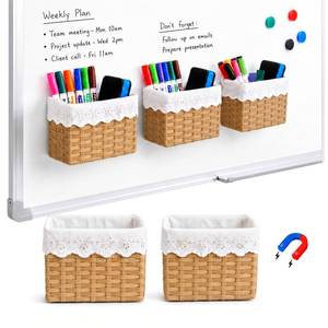 lot 2164 image: Colarr 3 Pcs Magnetic Rattan Pencil Holder Classroom Magnetic Desk Organizer, Woven Wicker Storage Containers Pen Holder for Refrigerator Whiteboard Home Office School Organizer Supply