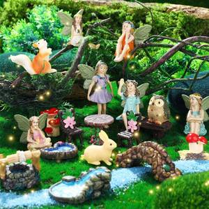 lot 2168 image: Roowest 19 Pcs Fairy Garden Kit, Miniature Fairy Garden Accessories Outdoor