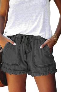 lot 2173 image: YOCUR Womens Jean Shorts,Casual Cute Drawstring Summer Denim Shorts,Grey,M