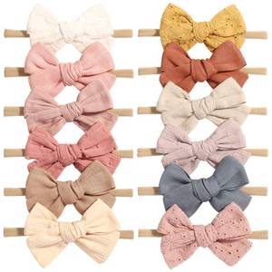 lot 2175 image: jollybows 12pcs Baby Girls Hair Bows Nylon Elastic Headband Hair Accessories for Infants Toddlers Newborn