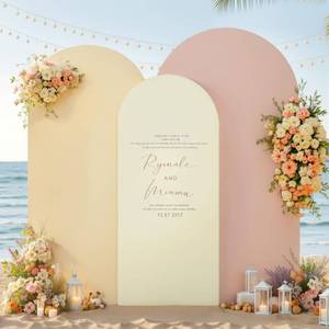 lot 2185 image: Ivory Arch Backdrop Cover 3 Set-7.2FT, 6.6FT, 6FT Spandex Fitted Wedding Arch Stand Covers for Baby Shower Birthday Party Bridal Shower Wedding Photo Balloon Arch Stand Background Decorations