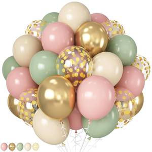 lot 2217 image: Sage Green and Pink Balloons, 12Inch 60pcs Floral Baby in Bloom Balloon