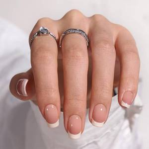 lot 4100 image: BTArtbox Press On Nails, French Girl, Short Square, Pink French Tip, 32Ct