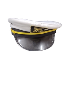 lot 6326 image: Captain Dress Cap White Black Gold Insignia costume