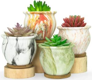 lot 7584 image: (1 is broken)ARTKETTY Succulent Pots, 4.5 Inch Small Plant Pots with Saucers
