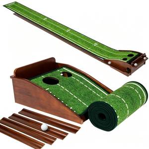 lot 7599 image: Putting Green Indoor Mat Outdoor Golf Putting Mat with Automatic Ball Return - Ideal for Home, Office, and Outdoor Use