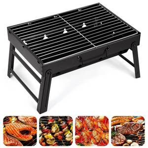 lot 7610 image: Charcoal Grill, Portable Charcoal Barbecue Grill, Foldable Suitable for Outdoor Camping BBQ, Beach Barbecue, UTEN Smoker Grill for Outdoor Cooking, Camping Hiking Picnics, Black