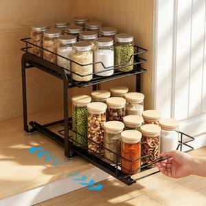 lot 7616 image: Philosun Spice Rack Organizer for Kitchen, Pull Out Spice Racks for Inside Cabinets, 2 Tier Spice Shelf Organization for Cabinet Seasoning, No Drilling Install for Home Kitchen Space Saving, 1 Pack