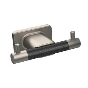 lot 8252 image: Amerock Esquire Double Robe Hook in Satin NickelOil-Rubbed Bronze