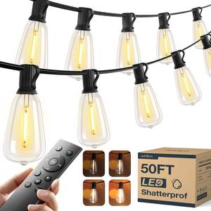 lot 8278 image: addlon 50FT Outdoor String Lights ST38 LED with Remote Waterproof Dimmable