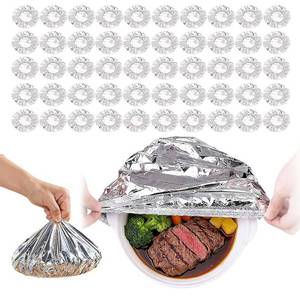 lot 8288 image: 70PCS Reusable Aluminum Foil Food Covers, Thickened Heat-Resistant Food Covers with Continuous Warmth, Fresh Keeping Food Cover for Home Kitchen Meals Vegetables Fruits Leftovers