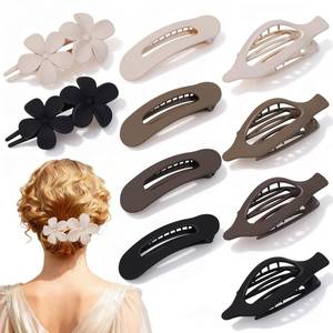 lot 8292 image: Fooezhcen 10-Piece Flat Hair Clips for Women, 3-Style Matte Claw Clip Set