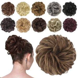 lot 8298 image: FESHFEN Messy Bun Hair Piece - Wavy Synthetic Chignon Scrunchies for Instant Volume, Elastic Ponytail Bun Hair Extensions Thick Hairpieces for Women, Brown Mixed Honey Blonde 1.50 oz