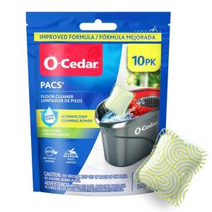 lot 8309 image: O-Cedar PACS Floor Cleaner, Crisp Citrus Scent �� 10 Count  Enzyme-Powered Pods for Streak-Free Cleaning on Wood, Tile & Laminate Floors