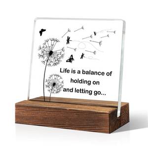 lot 8312 image: ERHACHAIJIA Life Is A Balance Of Holding On Acrylic Desk Sign Gifts For Mom