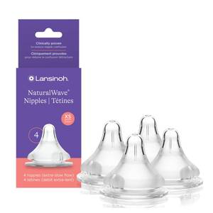 lot 8313 image: Lansinoh NaturalWave Baby Bottle Nipples, Medium Flow, Size M, 3 Months, 4 Count 100% Soft, Durable Silicone, Made Without BPA BPS, Anti-Colic, Supports Babys Developing Mouth and Teeth