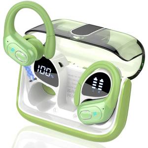 lot 8329 image: Wireless Earbuds 75H Bluetooth 5.4 Sport Headphones with Earhooks, Green