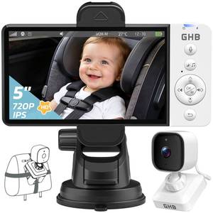 lot 8335 image: GHB Wireless Baby Car Camera 5 HD, 3500mAh Monitor 2000mAh Camera (Black)