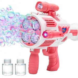 lot 8350 image: Nicojoy Bubble Gun with Upgraded 4 Fan Drives (Bulit-in 3 oz Bubble Solution), Bubble Machine Gun for Kids Toddlers Adults, Automatic Bubble Blower for Summer Outdoor Party Birthday Wedding Toys