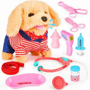 lot 8363 image: Skymetis Toddler Toy 10 Pcs Interactive Retriever Robot Dog Toy - Walking & Stuffed Puppy with Stethoscope for Vet Role Play, Educational Toddler Gifts for 3 Year Old Girl