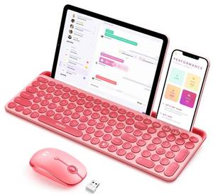 lot 8364 image: seenda CTU-301 Bluetooth Keyboard and Mouse Combo for iPad,Coral Pink