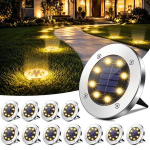 lot 8368 image: OULONGER 4.6inch Solar Ground Lights 12Packs, Garden Solar Outdoor Waterproof Pathway Bright In-Ground Landscape Lights for Patio, Lawn, Yard, Driveway, Step and Walkway(Warm Light)