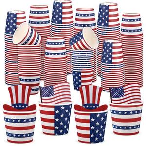 lot 8370 image: Jingmore 50 Pcs 4th of July Cups Patriotic Treat Snack Cups 10 oz American Flag Dessert Bowls 250th Anniversary Memorial Day Ice Cream Cup Red White Blue Bowls for Independence Day Party Supplies