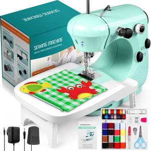 lot 11163 image: Sewing Machines, Mini Sewing Machine for Beginner with Eco-Friendly Material, Dual Speed Portable Sewing Machines with Extension Table, Light - Easy to Use, Best Gift for Kids and Women