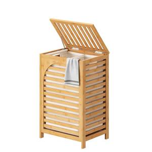 lot 11166 image: FILWH Laundry Hamper with Lid (16.9  13  26.5inches) Large Bamboo Laundry Bin Basket 85L Clothes Hamper with 1 Removable Bag Storage baskets for Bathroom(Natural)