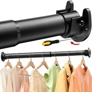 lot 11173 image: 17 to 84 Inch Closet Rods for Hanging Clothes with Screwdriver Black