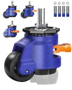 lot 11174 image: HOLKIE Leveling Stem Casters Set of 4 Heavy Duty Retractable Caster Wheels, 12 and M12 Stem Size, Total Capacity 2200 Lbs, Adjustable Wheel with Ratchet Handle for Workbench, Machine, Sim Racing Rig