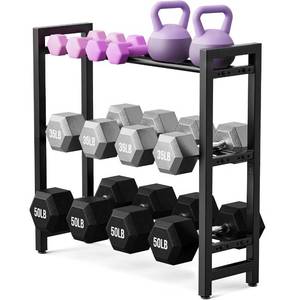 lot 11176 image: 3 Tier Dumbbell Rack, Weight Rack for Home Gym, 390 lb Capacity