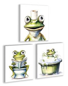 lot 11180 image: GMLXCX Frog Bathroom Decor Wall Art Funny Watercolor Frog Decor 8x10Inch